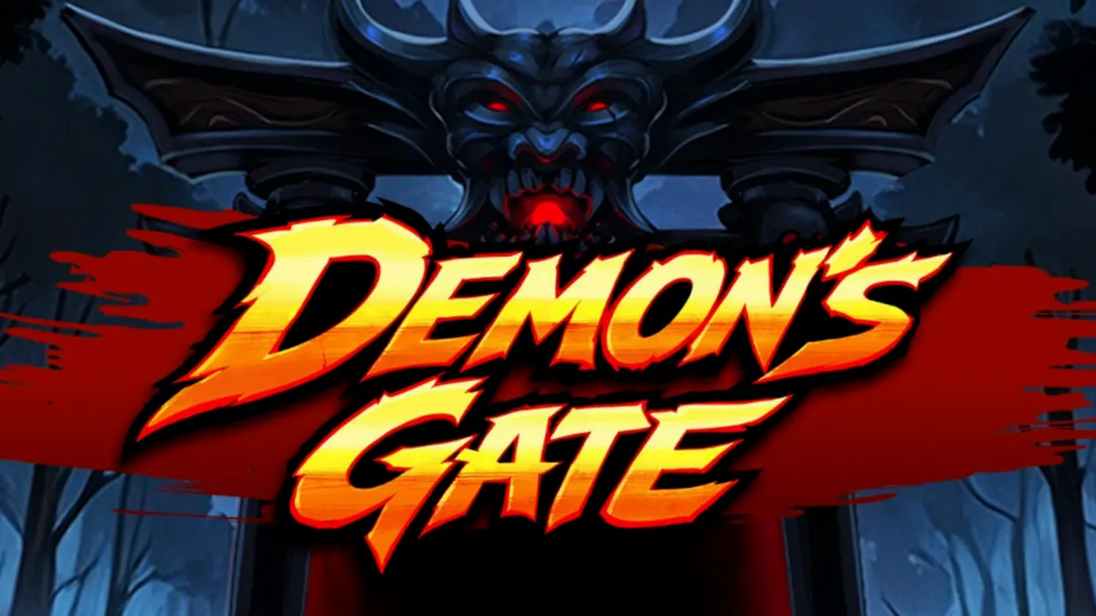 Demon's Gate slot mobile interface showing samurai theme and cluster pays grid