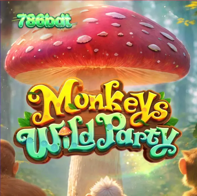Monkeys Wild Party স্লট গেমের রঙিন জঙ্গল থিম এবং ওয়াইল্ড মাশরুমের দৃশ্য